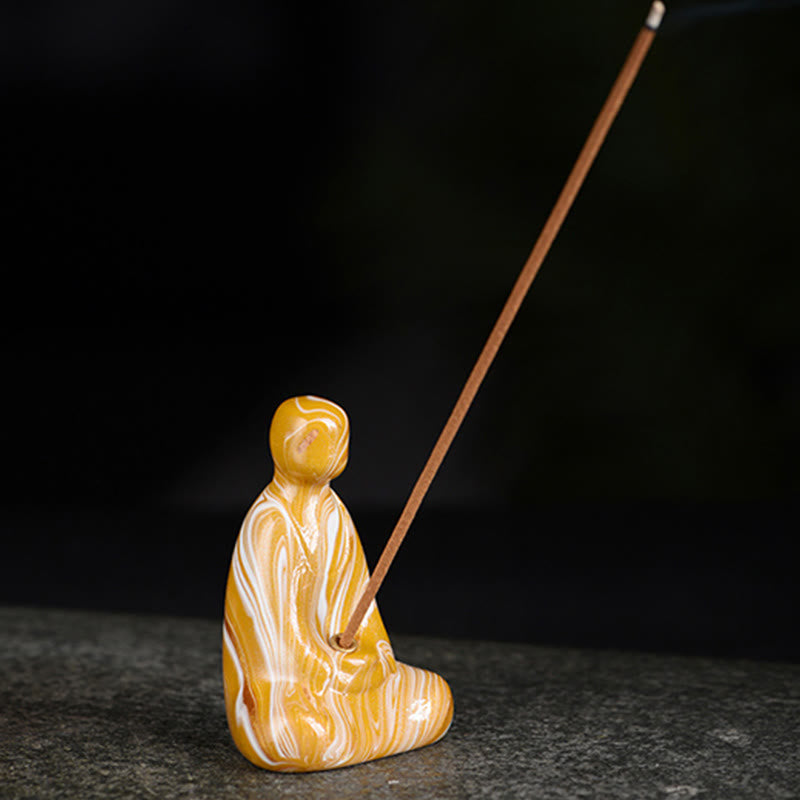 Buddha Stones Mini vormloze Boeddha houder van ebbenhout met lakafwerking voor Wierook . - image 22