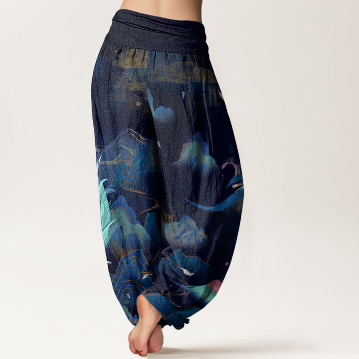 Buddha Stones Dames harembroek met elastische Taille en Phoenix-bergwolkenpatroon. - image 8