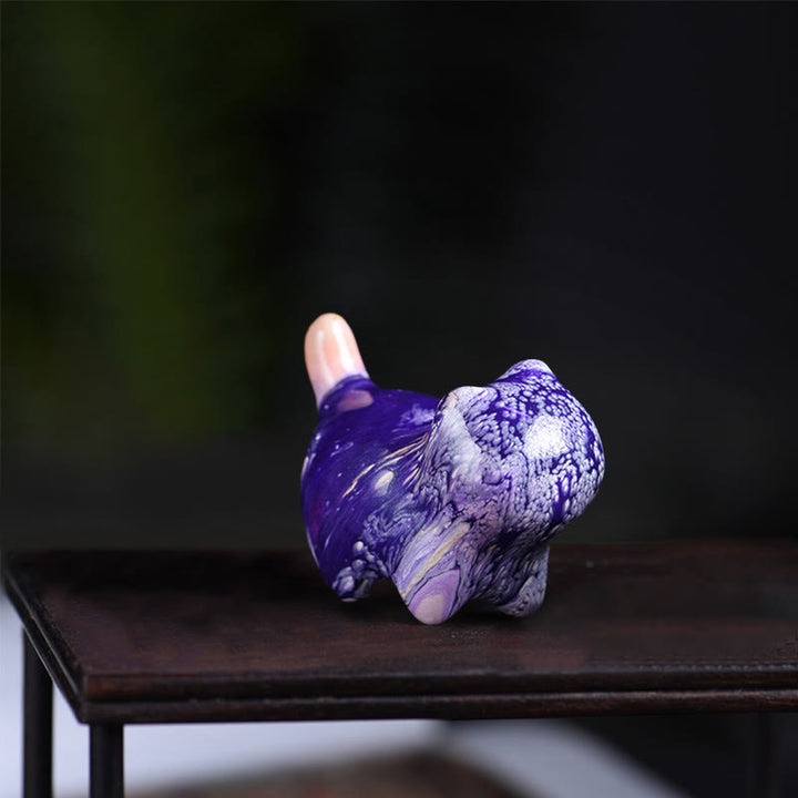 Buddha Stones Mini schattig katje van ebbenhout met lakafwerking, vredesdecoratie - Paars (willekeurige paarse kleur) - image 12