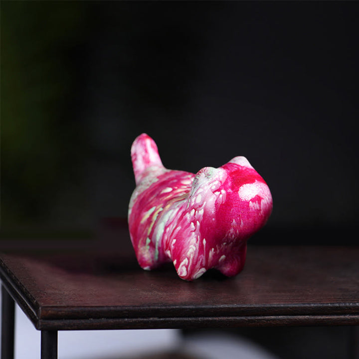 Buddha Stones Mini schattig katje van ebbenhout met lakafwerking, vredesdecoratie - Rood (willekeurige rode kleur) - image 2