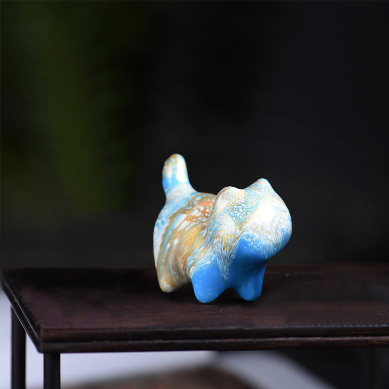 Buddha Stones Mini schattig katje van ebbenhout met lakafwerking, vredesdecoratie - Blauw (willekeurige blauwe kleur) - image 7
