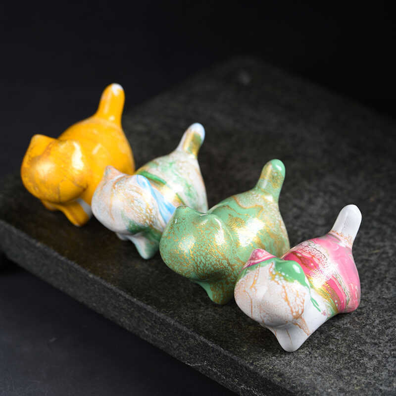 Buddha Stones Mini schattig katje van ebbenhout met lakafwerking, vredesdecoratie - image 1