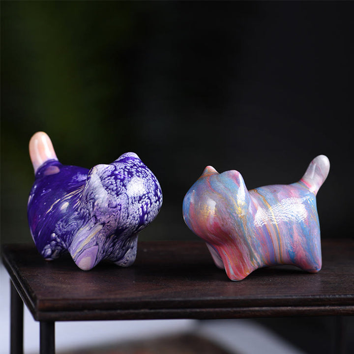 Buddha Stones Mini schattig katje van ebbenhout met lakafwerking, vredesdecoratie - image 13