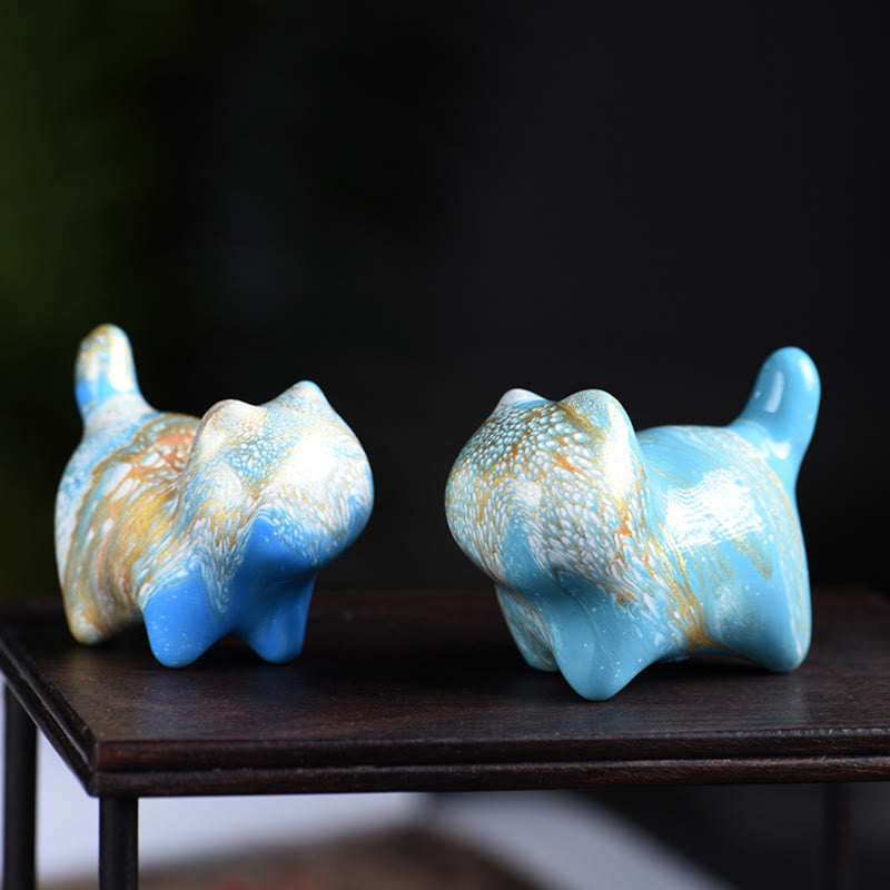 Buddha Stones Mini schattig katje van ebbenhout met lakafwerking, vredesdecoratie - image 8