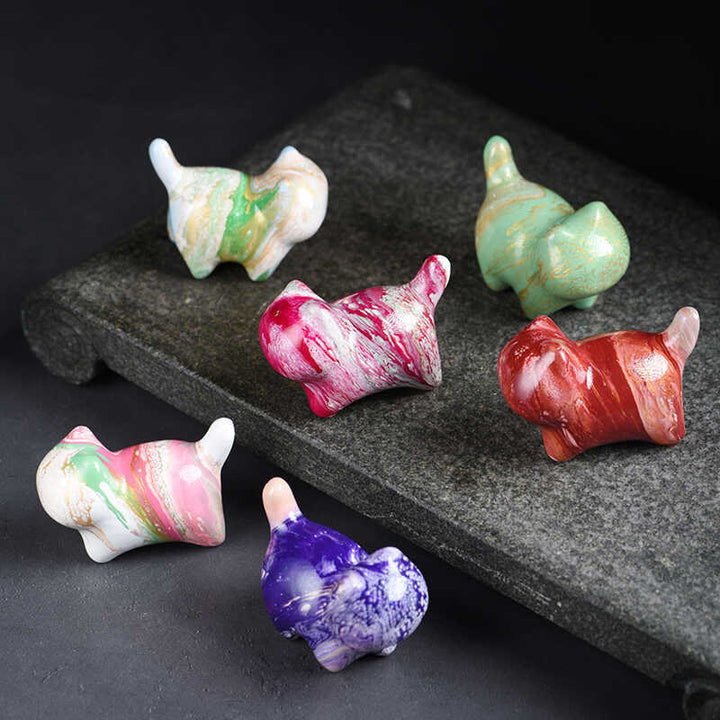Buddha Stones Mini schattig katje van ebbenhout met lakafwerking, vredesdecoratie - image 15