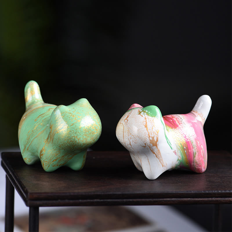Buddha Stones Mini schattig katje van ebbenhout met lakafwerking, vredesdecoratie - image 0