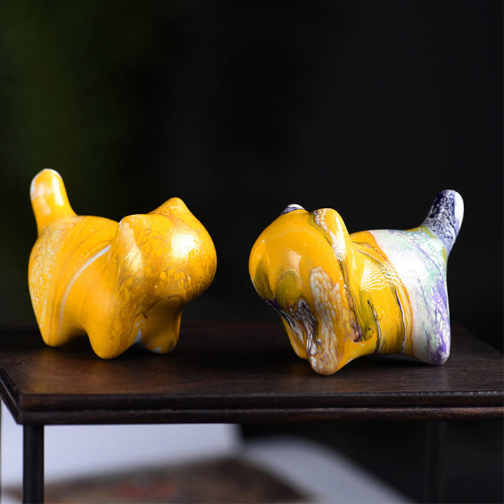 Buddha Stones Mini schattig katje van ebbenhout met lakafwerking, vredesdecoratie - image 6
