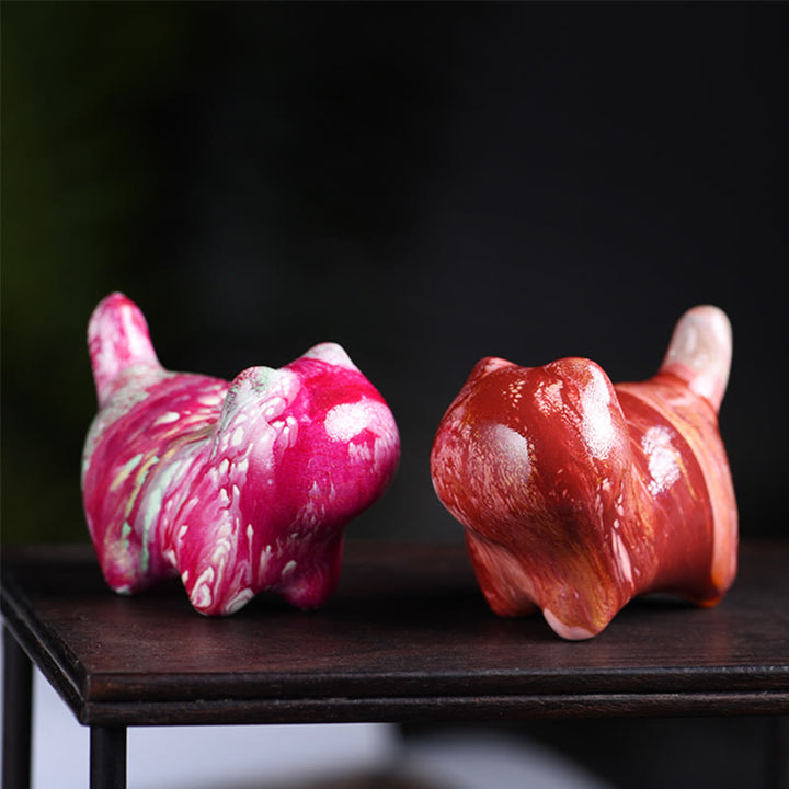 Buddha Stones Mini schattig katje van ebbenhout met lakafwerking, vredesdecoratie - image 3