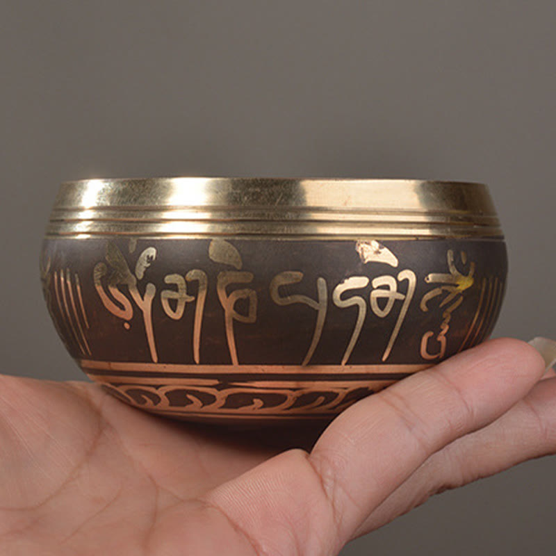 Buddha Stones Handgemaakte klankschaal met Boeddha-ogen en Bijbeltekstpatroon voor genezing en meditatie. - image 4