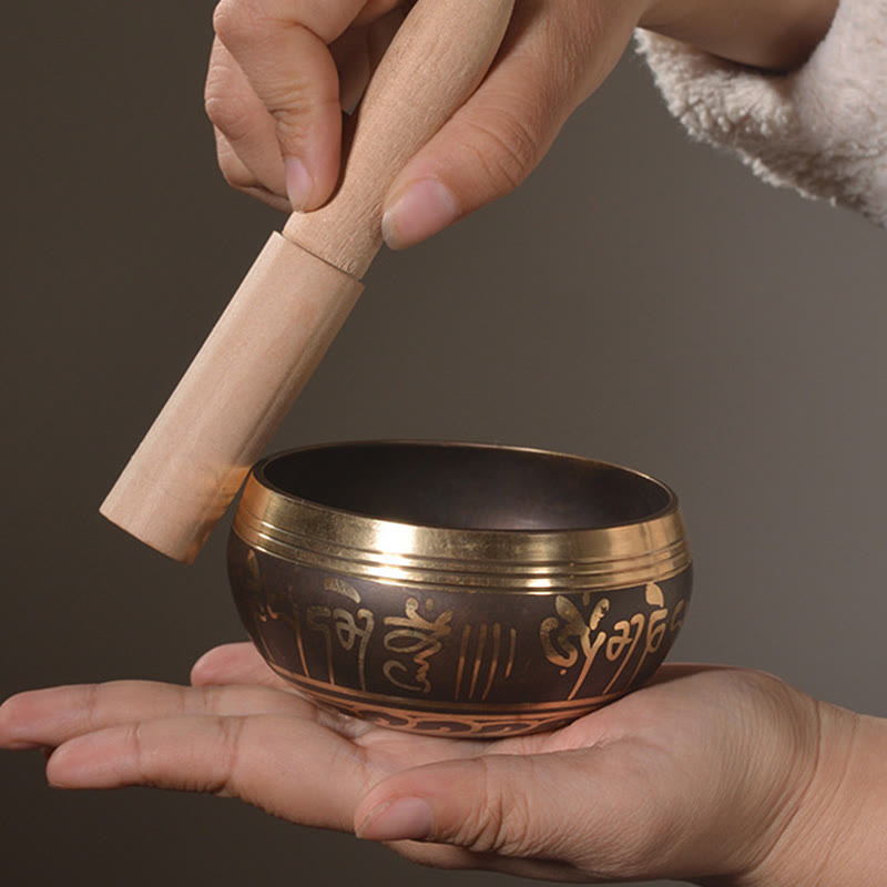 Buddha Stones Handgemaakte klankschaal met Boeddha-ogen en Bijbeltekstpatroon voor genezing en meditatie. - image 6