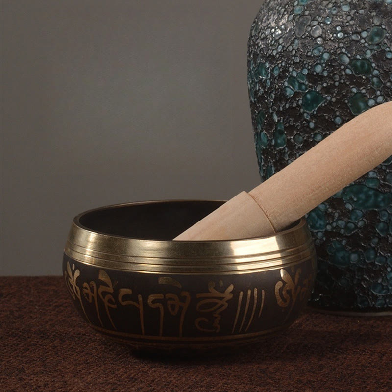 Buddha Stones Handgemaakte klankschaal met Boeddha-ogen en Bijbeltekstpatroon voor genezing en meditatie. - image 8