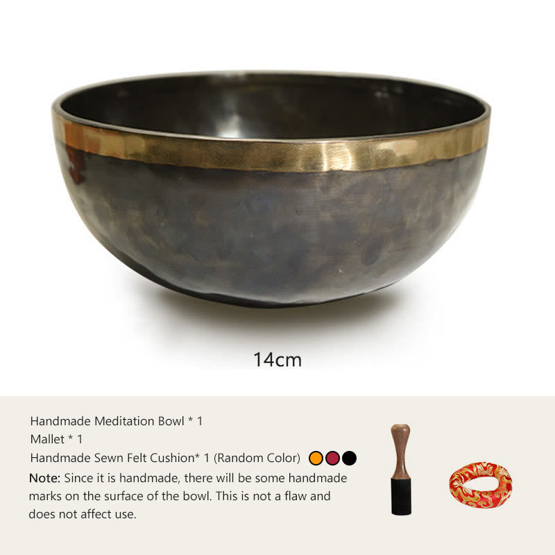 Buddha Stones Handgemaakte Nepalese klankschaal met eenvoudig patroon voor genezing en meditatie. - 5,51 IN (14 CM) - image 1