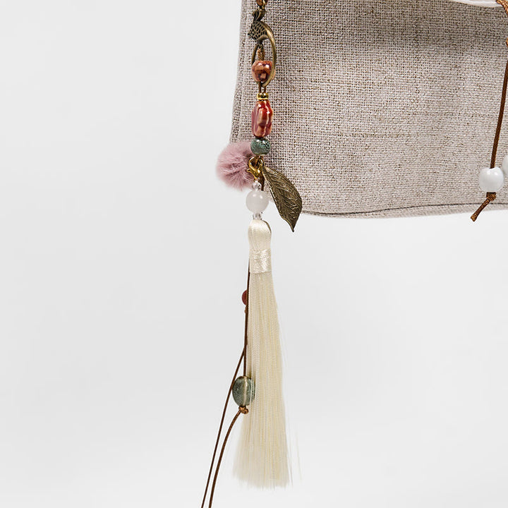 Buddha Stones Handgemaakte Rugzak van polyester canvas met geborduurd magnolia-motief en grote capaciteit. - image 6