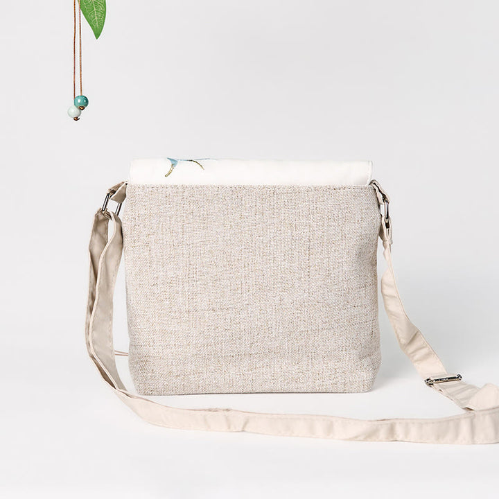 Buddha Stones Handgemaakte Rugzak van polyester canvas met geborduurd magnolia-motief en grote capaciteit. - image 2
