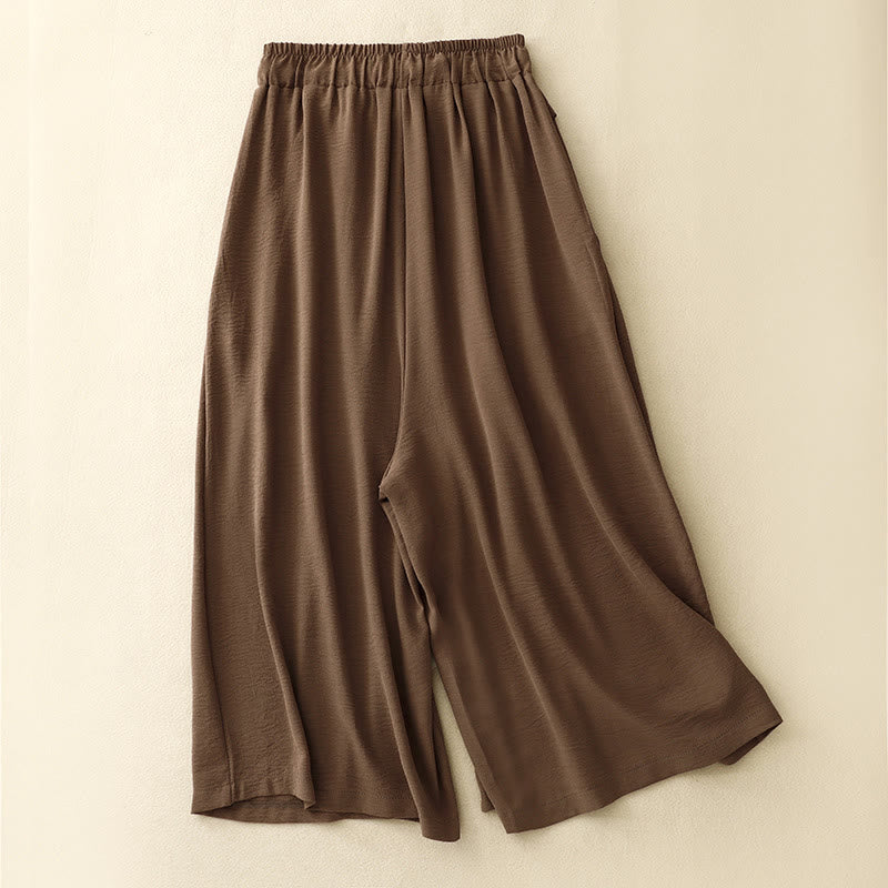 Buddha Stones Casual, etnische, eenvoudige Cropped broek met trekkoord en wijde pijpen voor dames, inclusief Zakken. - image 1