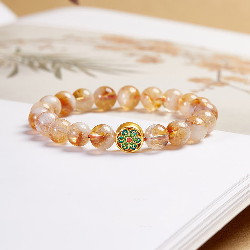 Buddha Stones 999 Sterling Zilveren Om Mani Padme Hum Citrien Armband - Citrien (Polsomtrek: 14-16 cm) - image 0