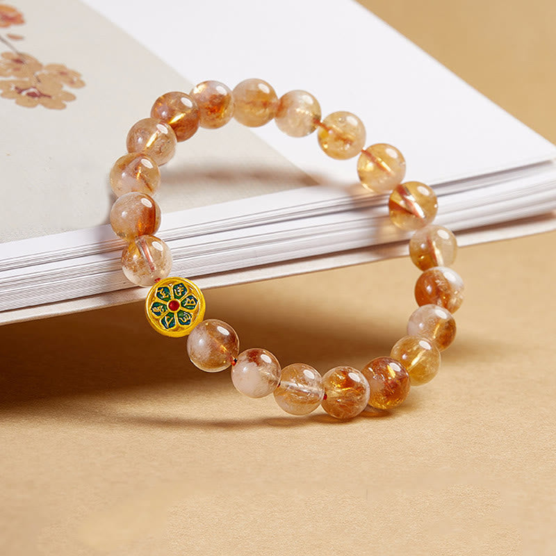Buddha Stones 999 Sterling Zilveren Om Mani Padme Hum Citrien Armband - image 1