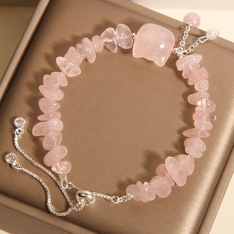 Buddha Stones Natuurlijke roze kristalagaat grindsteen kattenkop rustgevende Armband - image 2