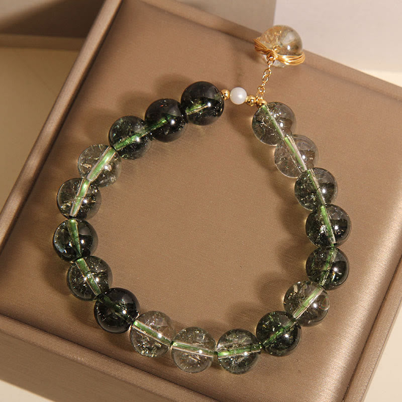 Buddha Stones Natuurlijke groene Armband met fantoomkristallen - image 2