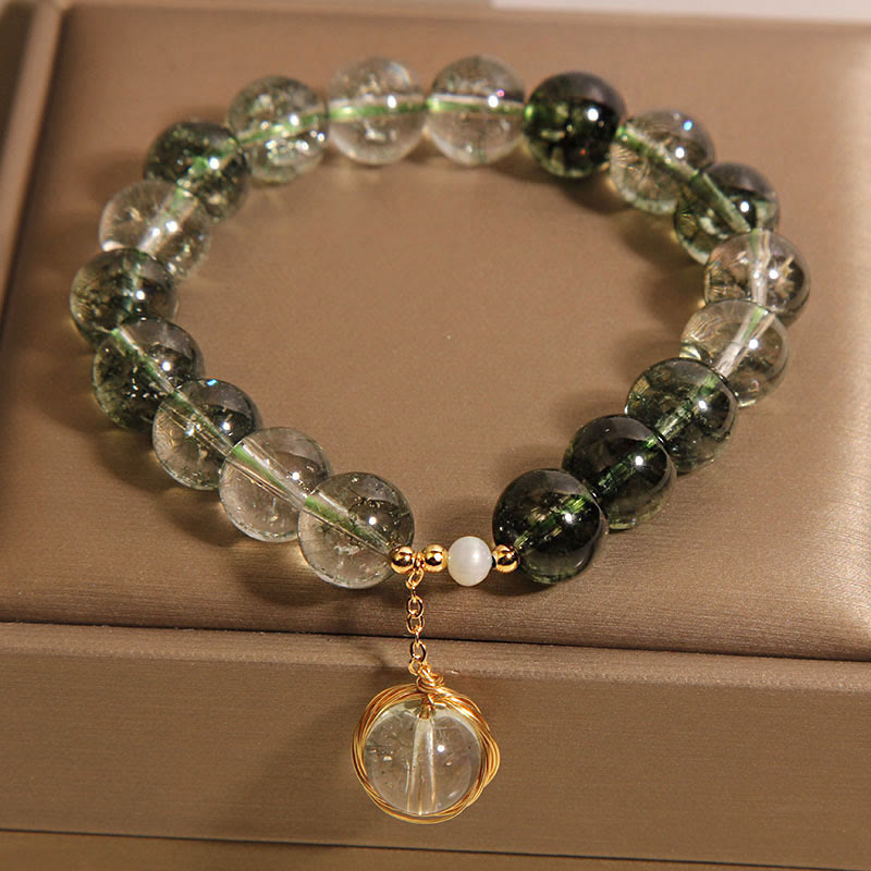 Buddha Stones Natuurlijke groene Armband met fantoomkristallen - image 3