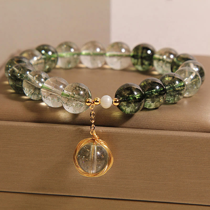 Buddha Stones Natuurlijke groene Armband met fantoomkristallen - image 5