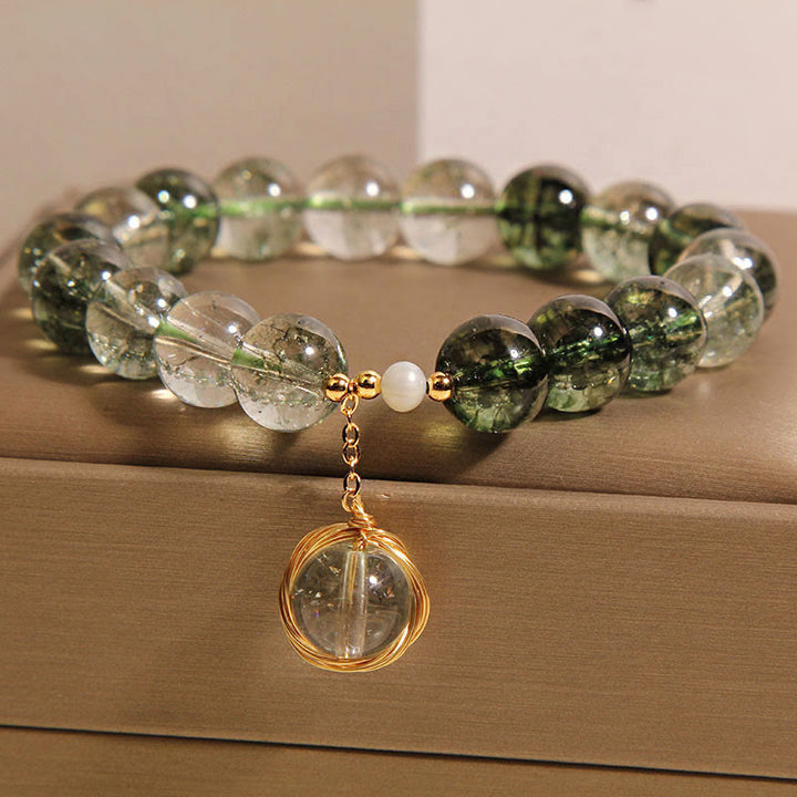 Buddha Stones Natuurlijke groene Armband met fantoomkristallen - image 5