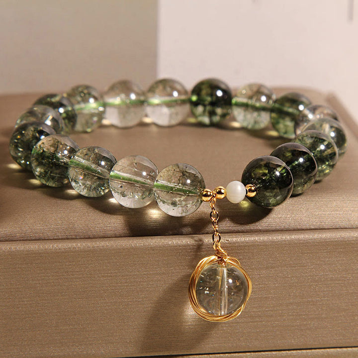 Buddha Stones Natuurlijke groene Armband met fantoomkristallen - image 4