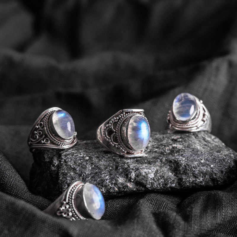 Buddha Stones Handgemaakte verstelbare Ring van 925 sterling zilver met natuurlijke maansteen voor helende doeleinden. - image 1
