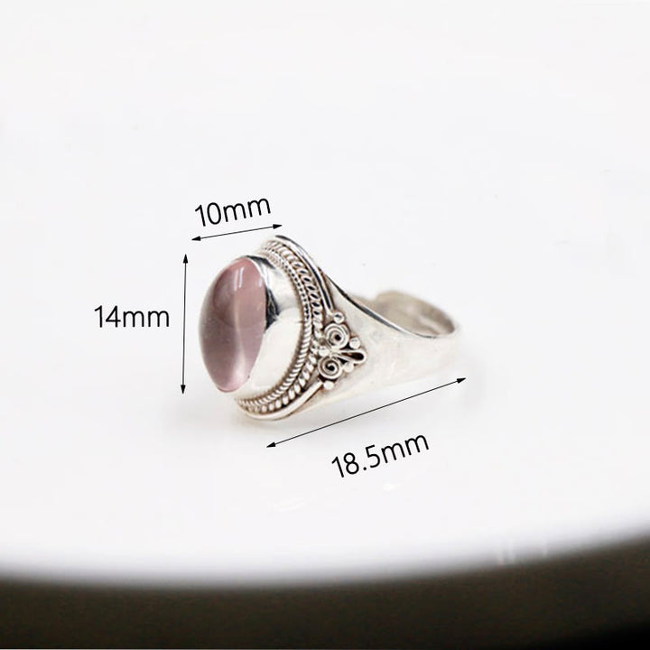 Buddha Stones Handgemaakte verstelbare Ring van 925 sterling zilver met natuurlijke rozenkwarts, symbool van liefdevolle energie. - image 8