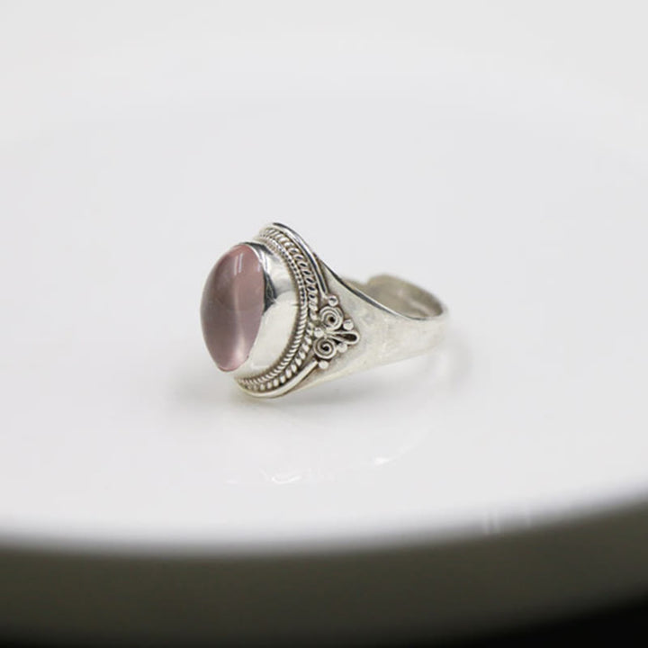 Buddha Stones Handgemaakte verstelbare Ring van 925 sterling zilver met natuurlijke rozenkwarts, symbool van liefdevolle energie. - image 4