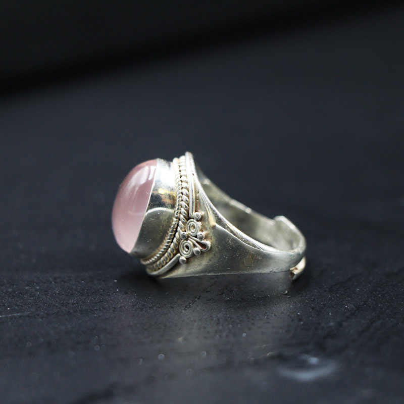 Buddha Stones Handgemaakte verstelbare Ring van 925 sterling zilver met natuurlijke rozenkwarts, symbool van liefdevolle energie. - image 2
