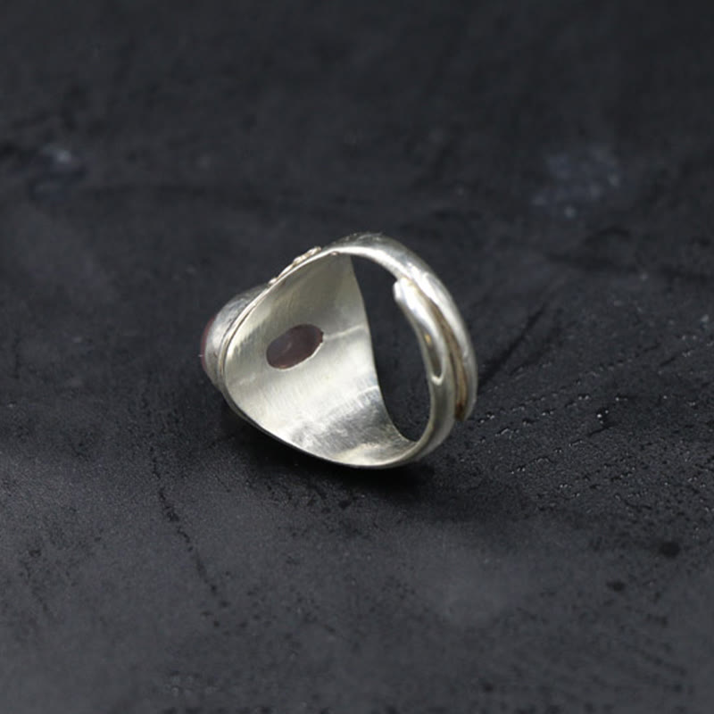 Buddha Stones Handgemaakte verstelbare Ring van 925 sterling zilver met natuurlijke rozenkwarts, symbool van liefdevolle energie. - image 3