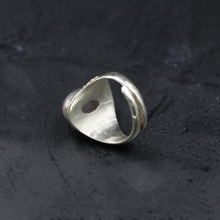Buddha Stones Handgemaakte verstelbare Ring van 925 sterling zilver met natuurlijke rozenkwarts, symbool van liefdevolle energie. - image 3