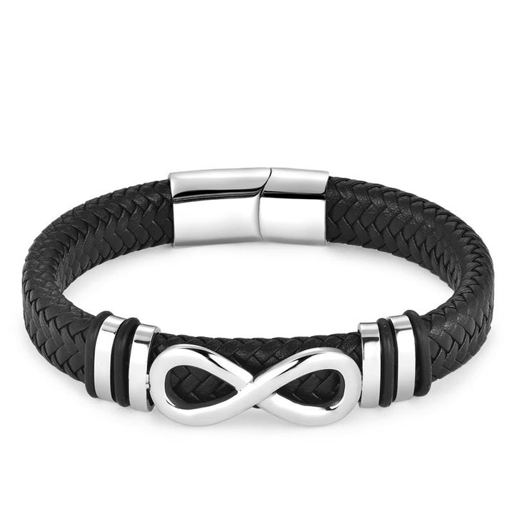 Buddha Stones Armband met gesp van gevlochten leer en eindeloos knoopdesign, versterkt met titaniumstaal. - image 3