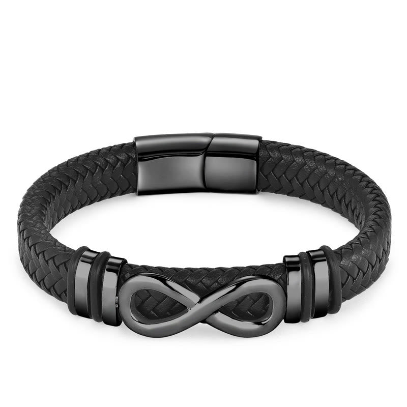 Buddha Stones Armband met gesp van gevlochten leer en eindeloos knoopdesign, versterkt met titaniumstaal. - image 9