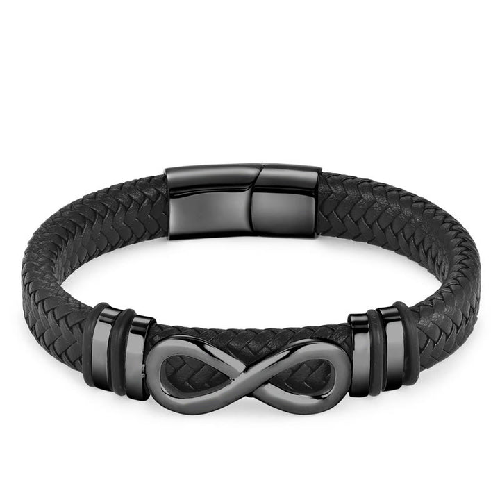 Buddha Stones Armband met gesp van gevlochten leer en eindeloos knoopdesign, versterkt met titaniumstaal. - image 9