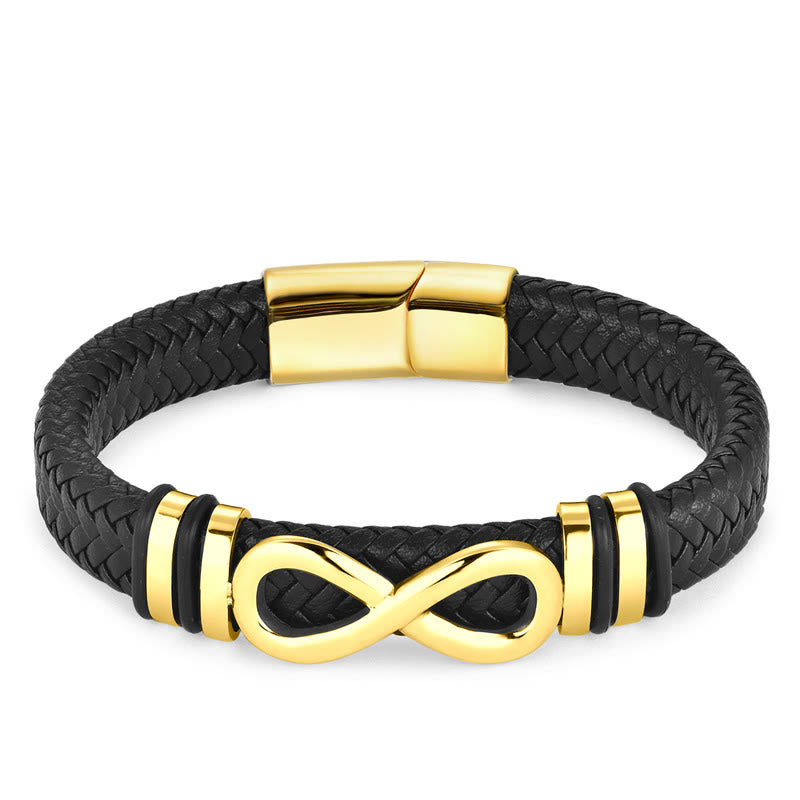 Buddha Stones Armband met gesp van gevlochten leer en eindeloos knoopdesign, versterkt met titaniumstaal. - Goud (Polsomtrek: 18-20 cm) - image 11