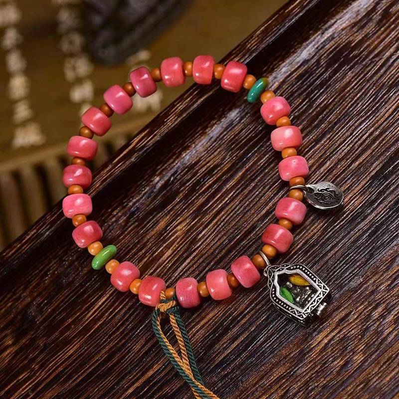 Buddha Stones Tibetaanse Armband van kameelbot en rode agaat - image 1