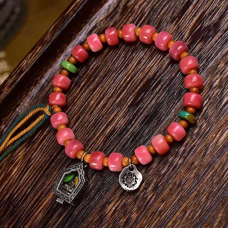 Buddha Stones Tibetaanse Armband van kameelbot en rode agaat - Stijl A (Polsomtrek: 17 cm) - image 0