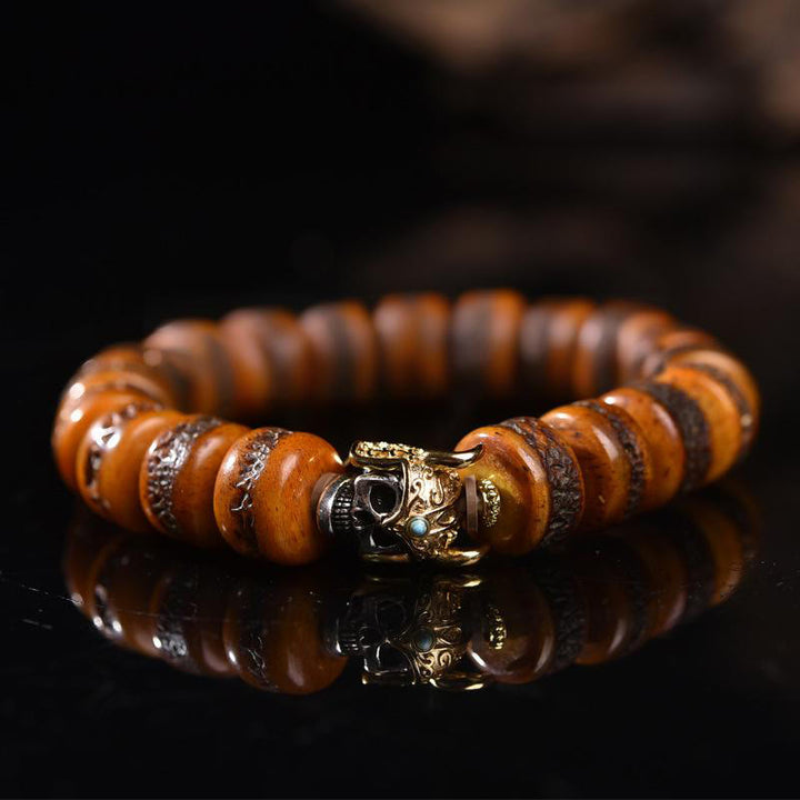 Buddha Stones Vintage Armband armband met doodskop en botkralen - Stijl A (Polsomtrek: 14-16 cm) - image 0