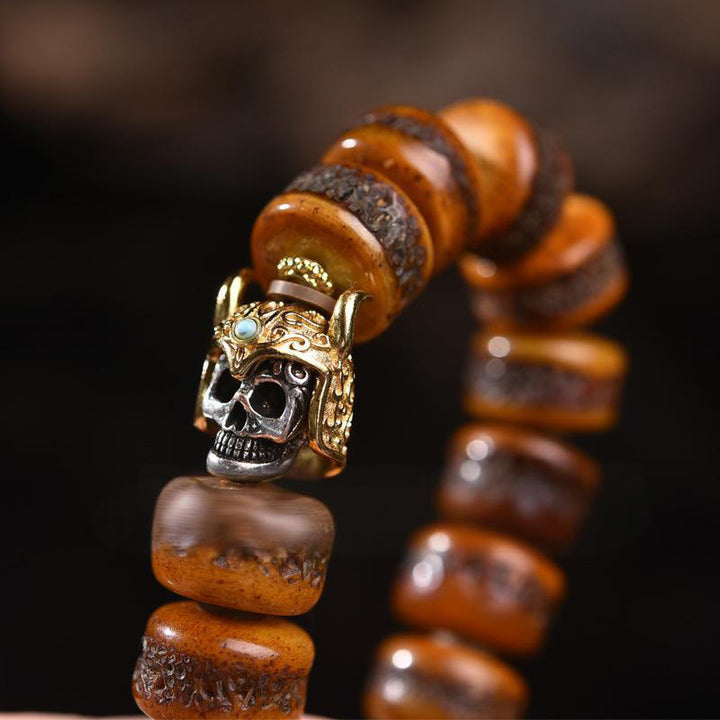 Buddha Stones Vintage Armband armband met doodskop en botkralen - image 1