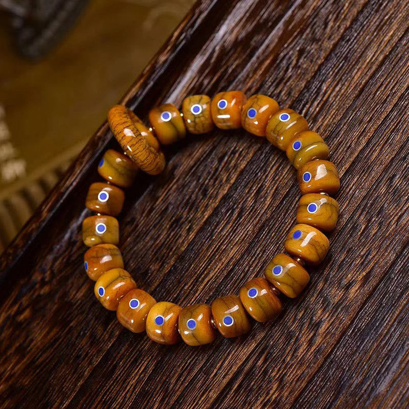 Buddha Stones Vintage Tibetaanse armband met beenkralen, lazuriet en lapis lazuli, gevlochten Armband. - image 1