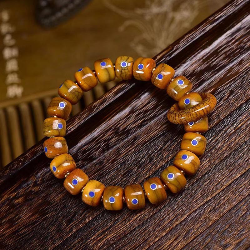 Buddha Stones Vintage Tibetaanse armband met beenkralen, lazuriet en lapis lazuli, gevlochten Armband. - Kraalafmeting: 0,47*0,35 inch (1,2*0,9 cm) - image 0