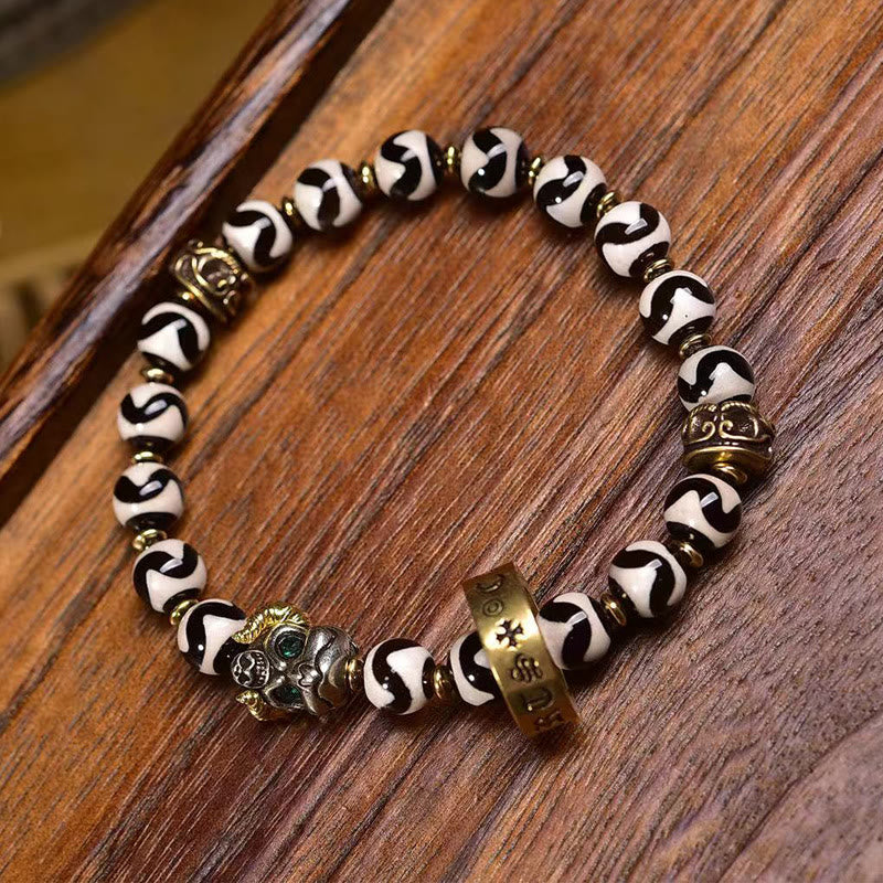 Buddha Stones Vintage Tibetaanse Dzi kraal Om Mani Padme Hum zegeningen Armband - image 1
