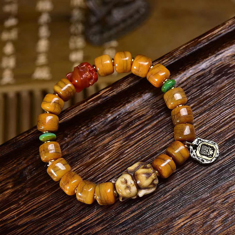 Buddha Stones Vintage Tibetaanse beenkralen Dzi kralen schattige vos Armband - Stijl B (Kraalafmeting: 0,39*0,31 inch (1*0,8 cm)) - image 0