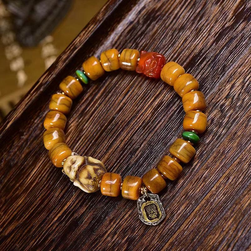 Buddha Stones Vintage Tibetaanse beenkralen Dzi kralen schattige vos Armband - image 1