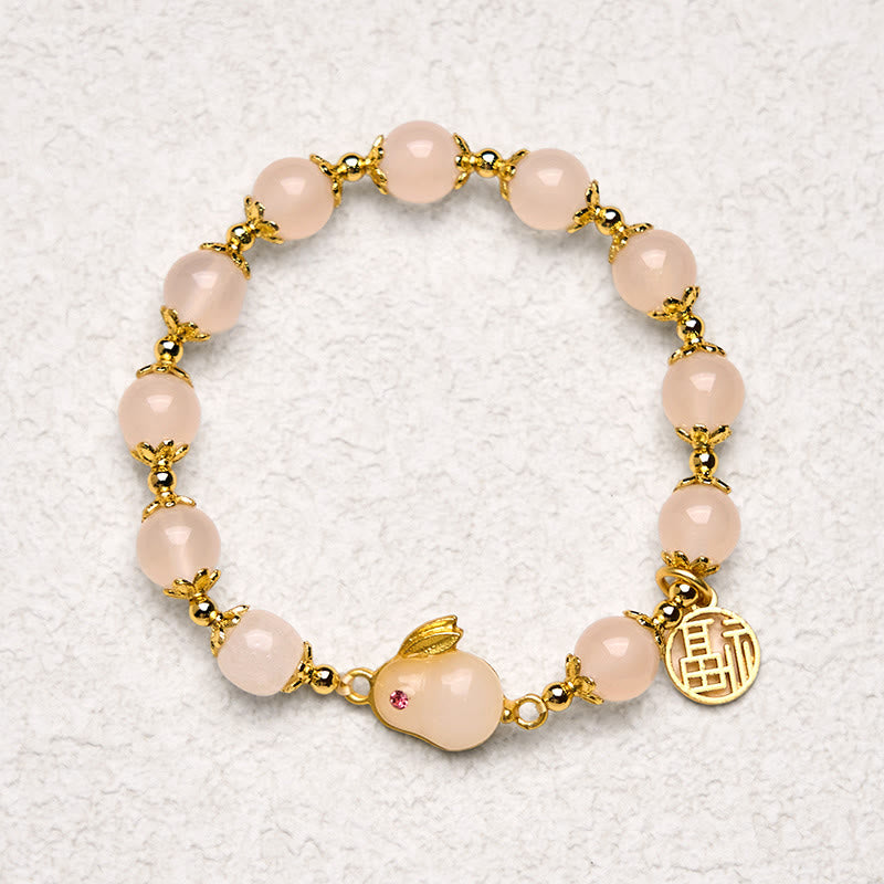 Buddha Stones Rode agaat chalcedoon Rabbit Fu karakter zelfvertrouwen Armband - image 12
