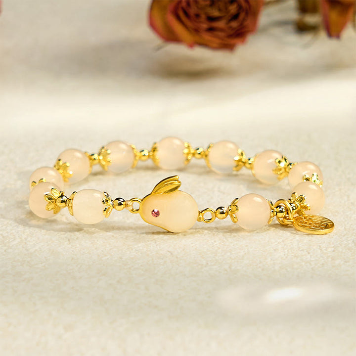 Buddha Stones Rode agaat chalcedoon Rabbit Fu karakter zelfvertrouwen Armband - image 8