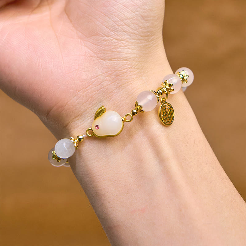 Buddha Stones Rode agaat chalcedoon Rabbit Fu karakter zelfvertrouwen Armband - image 10