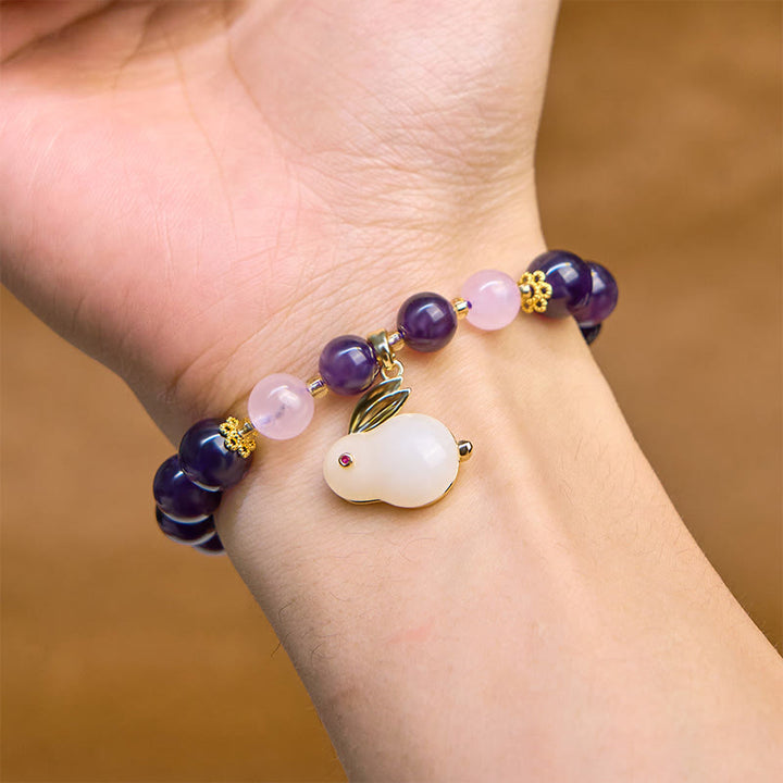 Buddha Stones Armband met konijnenkralen van natuurlijke amethist voor innerlijke rust - image 2